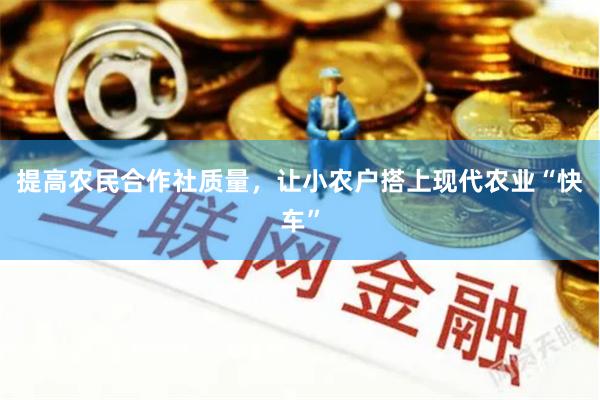 提高农民合作社质量，让小农户搭上现代农业“快车”